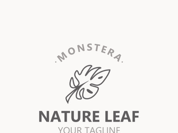 Monstera deliciosa leaf nature logo design, flat plant icon design illustration template preview picture