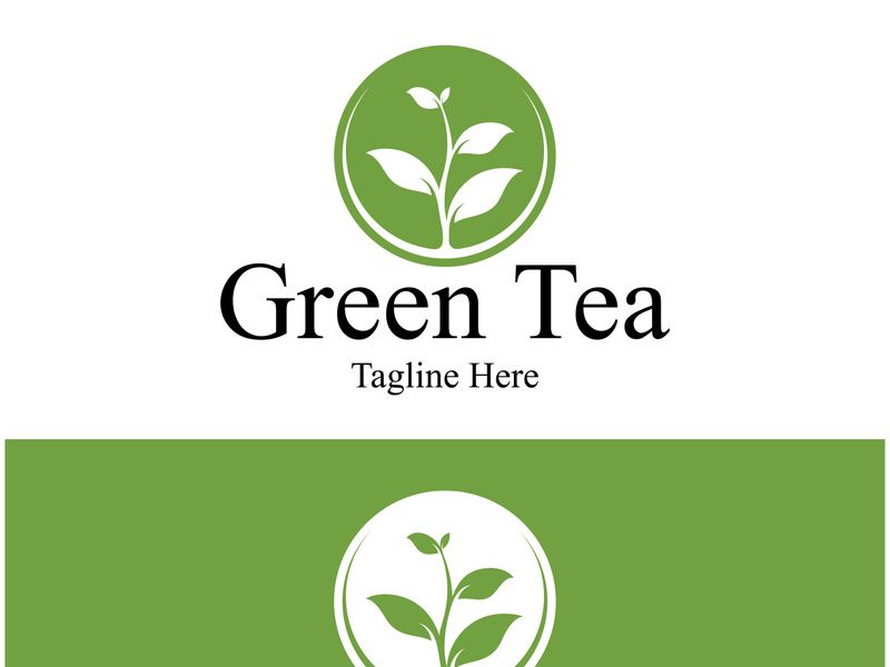 Tea cup logo vector design.Green tea vector logo template.