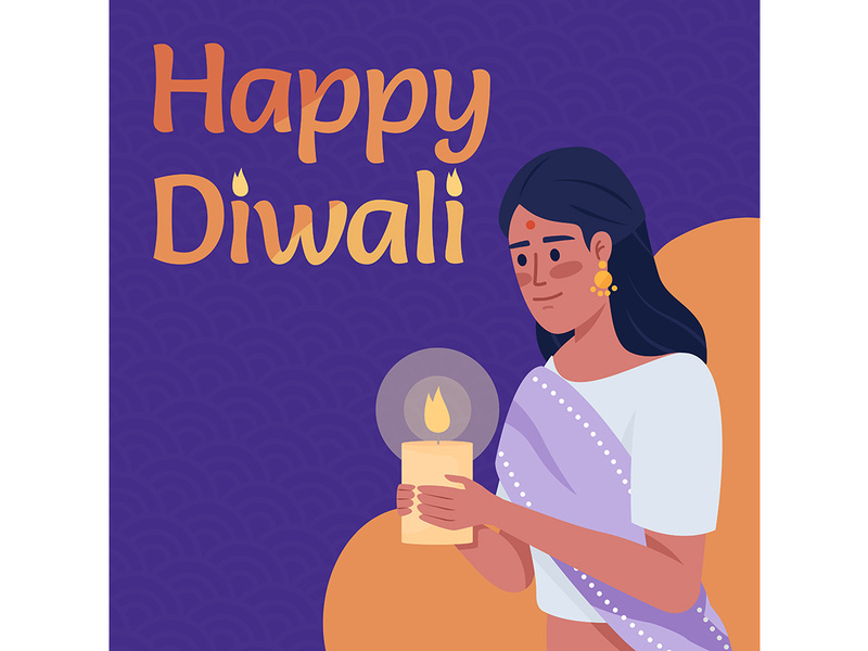 Happy Diwali greeting card template