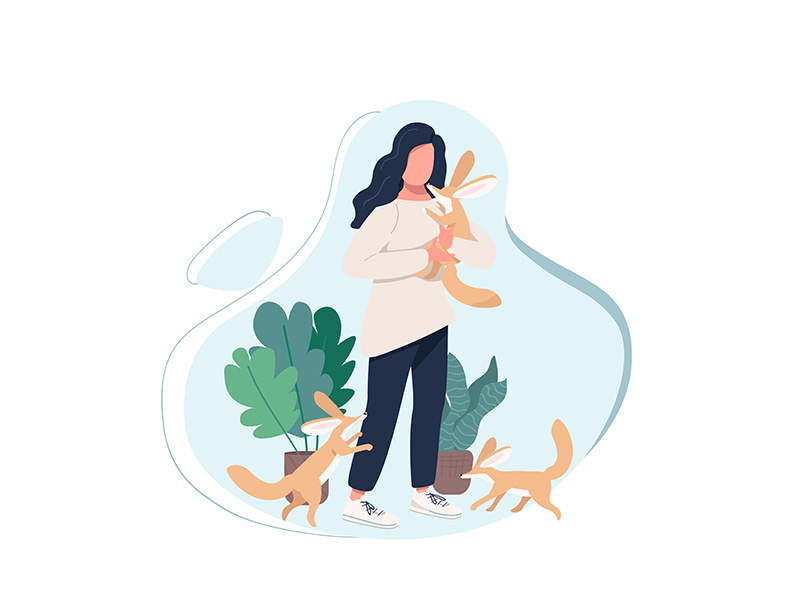 Exotic pet owner flat color vector faceless character