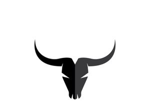 Retro vintage bull head horns logo.