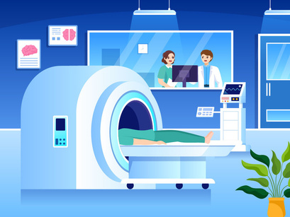 14 MRI or Magnetic Resonance Imaging Illustration