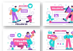 11 Follow Us and Like Illustration