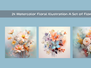Watercolor Floral Illustration A Set of Flowers preview picture