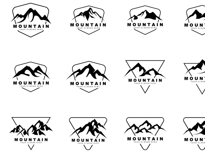 Mountain Logo Design, Vector Place For Nature Lovers Hiker