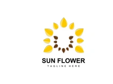 Sunflower Logo Design, Ornamental Plant Garden Plant Icon Vector, Company Product Brand