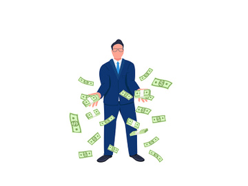 Businessman throwing money up flat concept vector illustration preview picture