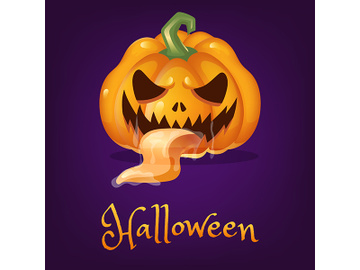 Spooky pumpkin cartoon vector illustration preview picture