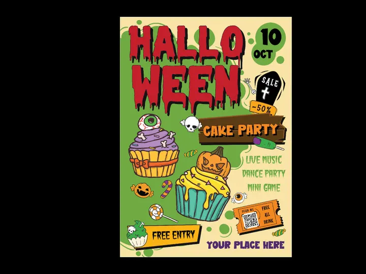 Halloween Cake Party Flyer