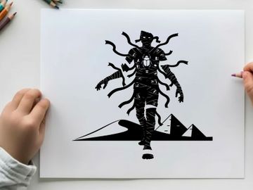 Silhouette of a man with multiple tentacles emerging silhouette preview picture