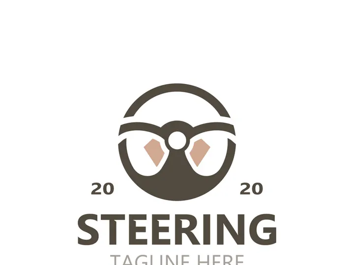 Steering wheel logo automotive car design garage auto repair workshop illustration