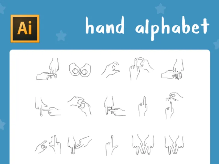 Hand Alphabet Icon Set