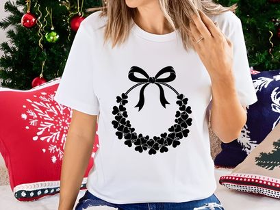 Shamrock Wreath with Bow Silhouette