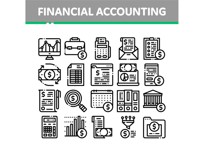 Financial Accounting Collection Vector Icons Set