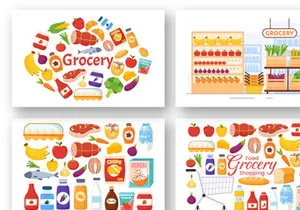 16 Food Grocery Store Shopping Illustration