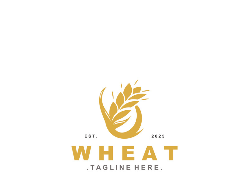 Wheat logo concept, agriculture nature wheat grain logo template