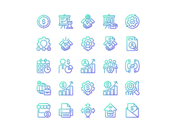 Business management gradient linear vector icons set preview picture