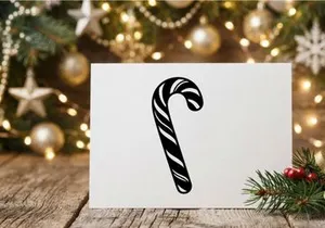 Black and white candy cane icon isolated on white background for Christmas design