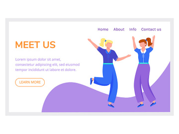 Meet us landing page vector template preview picture