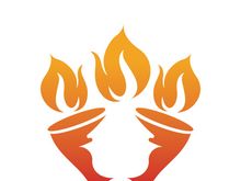 Burning Torch Fire Flame with Pillar column logo design