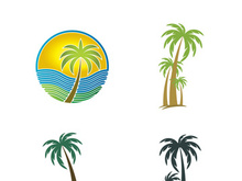 Palm tree summer logo template vector illustration