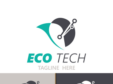Eco technology business vector design modern. Nature technology logo with leaf and circuit tech minimalist vector illustration preview picture