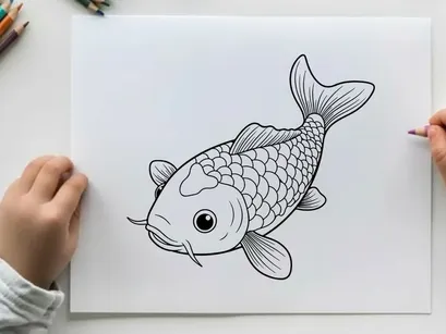 Cute koi fish swimming vector illustration flat design