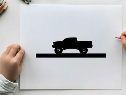 Silhouette of a pickup truck on a white background