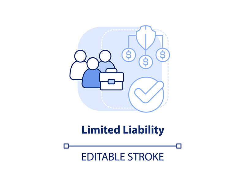 Limited liability light blue concept icon