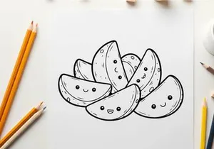 Cute watermelon slices hugging vector illustration