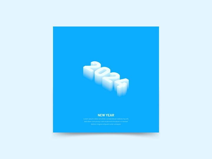 New year 2024 text typography design element
