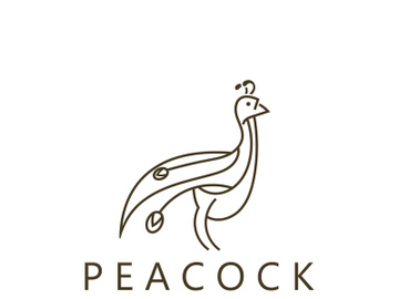 Peacock logo line art elegant concept icon design template flat vector illustration preview picture