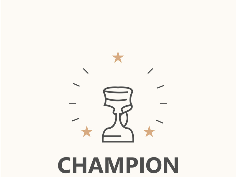 Modern trophy line art logo winner and championship cup design, minimalist simple element