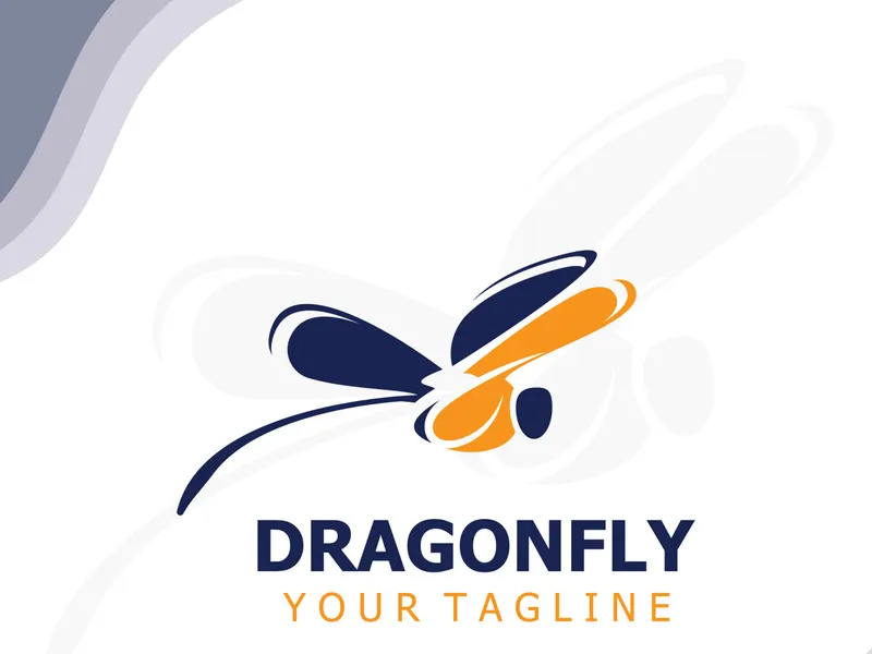 Dragonfly logo design modern and elegant minimalist color style monoline illustration