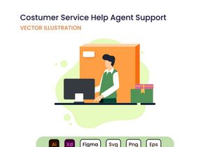 Costumer Service Help Agent Support vector illustration
