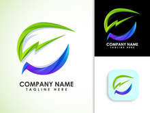 Lighting bolt with leaf logo template. Thunder leaf icon for the environment, recycle and electric symbol