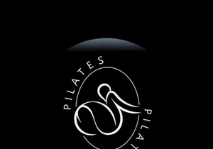 Abstract Pilates Logo, Yoga identity body balance vector monoline Design Template. wellness lifestyle