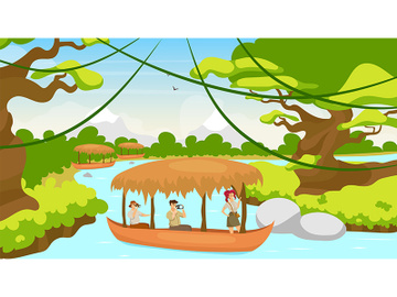 Tourist in boat flat vector illustration preview picture