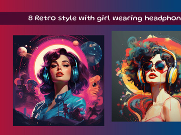 Retro style with woman wearing headphones preview picture