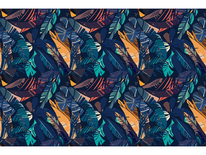 Abstract Trendy Exotic Jungle Plants Pattern