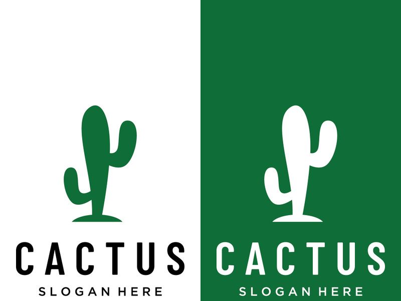 cactus plant logo template.