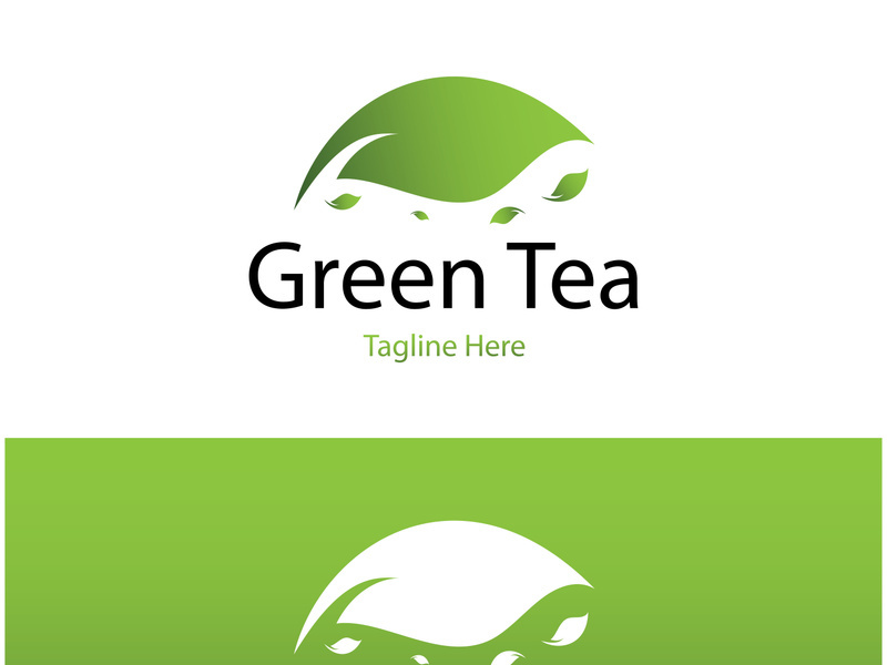 Tea cup logo vector design.Green tea vector logo template.