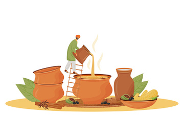 Indian cuisine, teashop service flat concept vector illustration preview picture