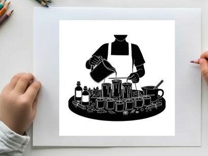 Bartender pouring drink in silhouette behind bar with glasses and bottles