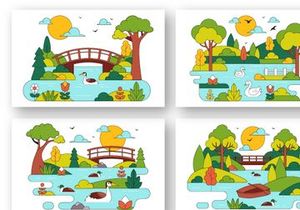 10 River Landscape Illustration