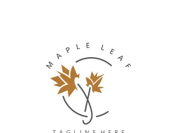 Maple leaf logo design vintage style graphic illustration preview picture