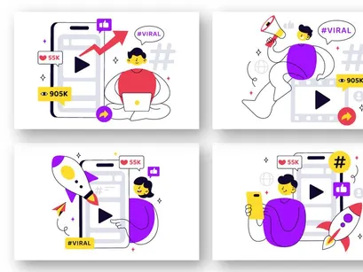 10 Viral Topic Vector Illustration