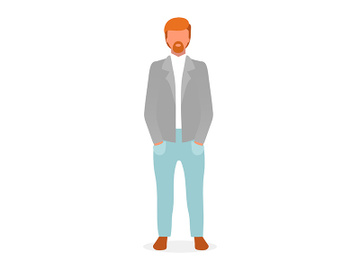 Casual style red haired guy flat vector illustration preview picture