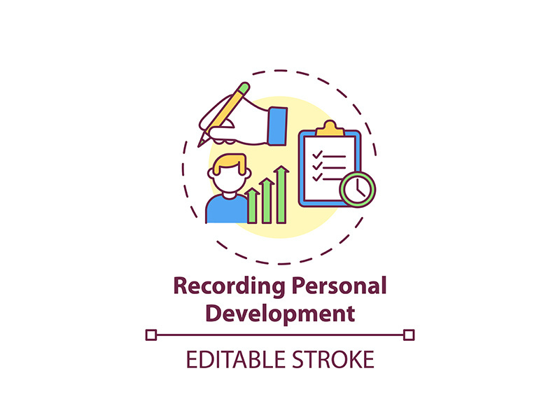 Recording personal development concept icon