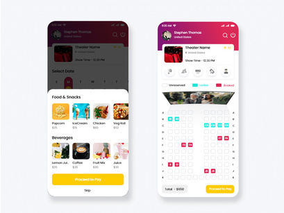 Tickets Booking System Mobile App UI Kit